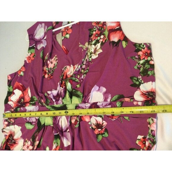 Chico’s Purple Floral Maxi Dress Summer Sleeveless Size 22 V-Neck Long Knit NEW - Picture 5 of 10